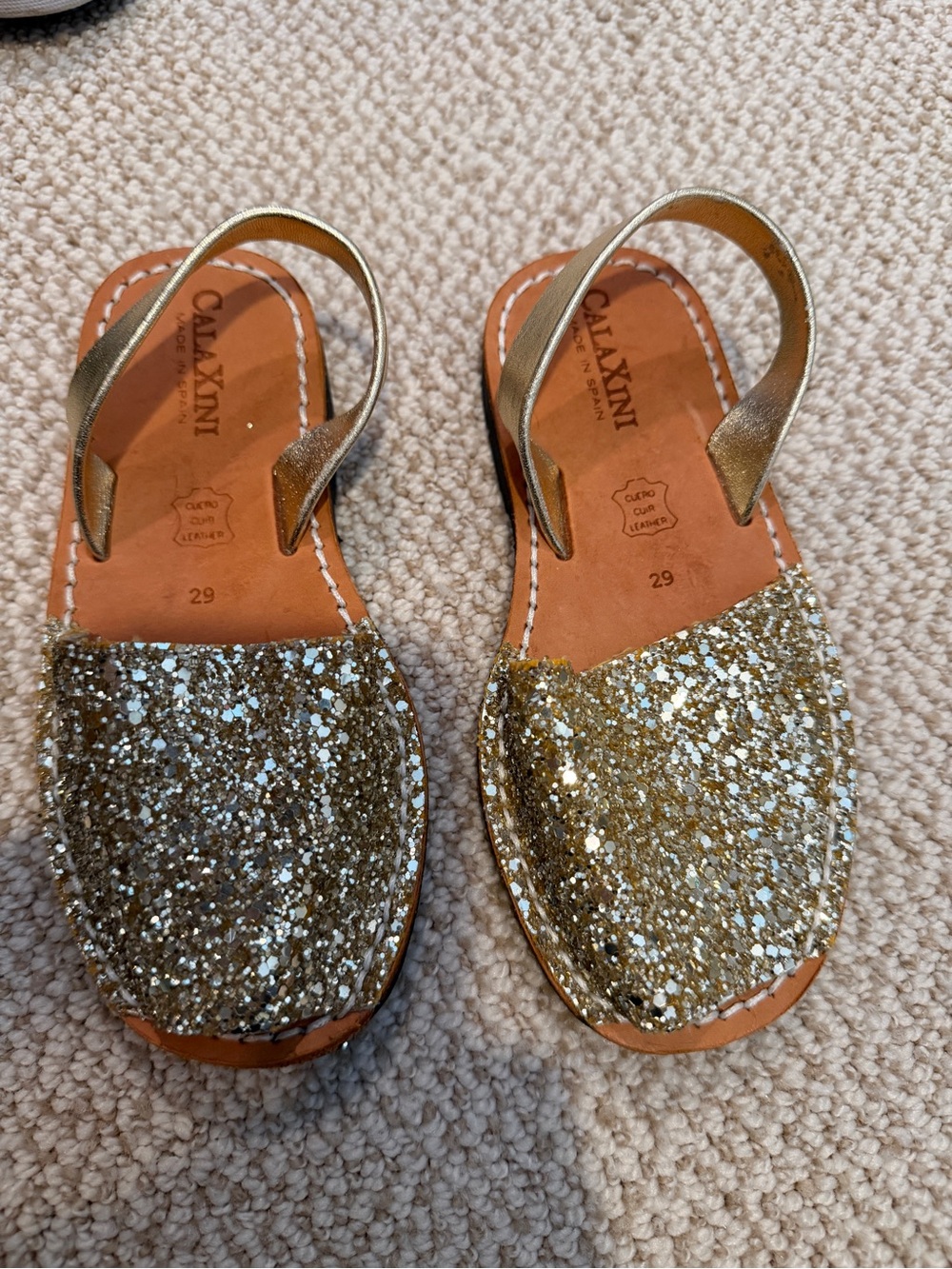 Kids Gold Glitter Slingback Sandals